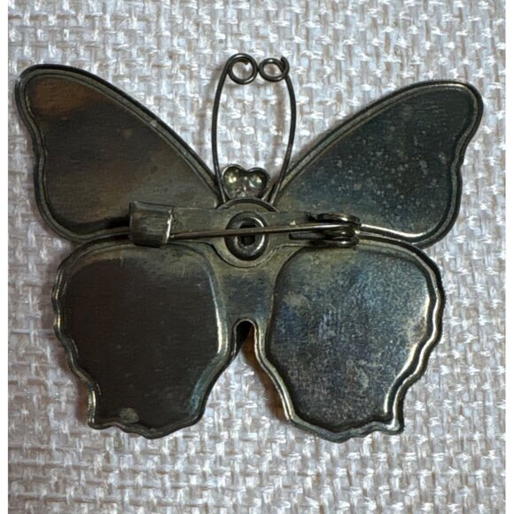 Butterfly Brooch Pin Set of 2 Multicolor Glitter Enamel Beautiful - Picture 10 of 10